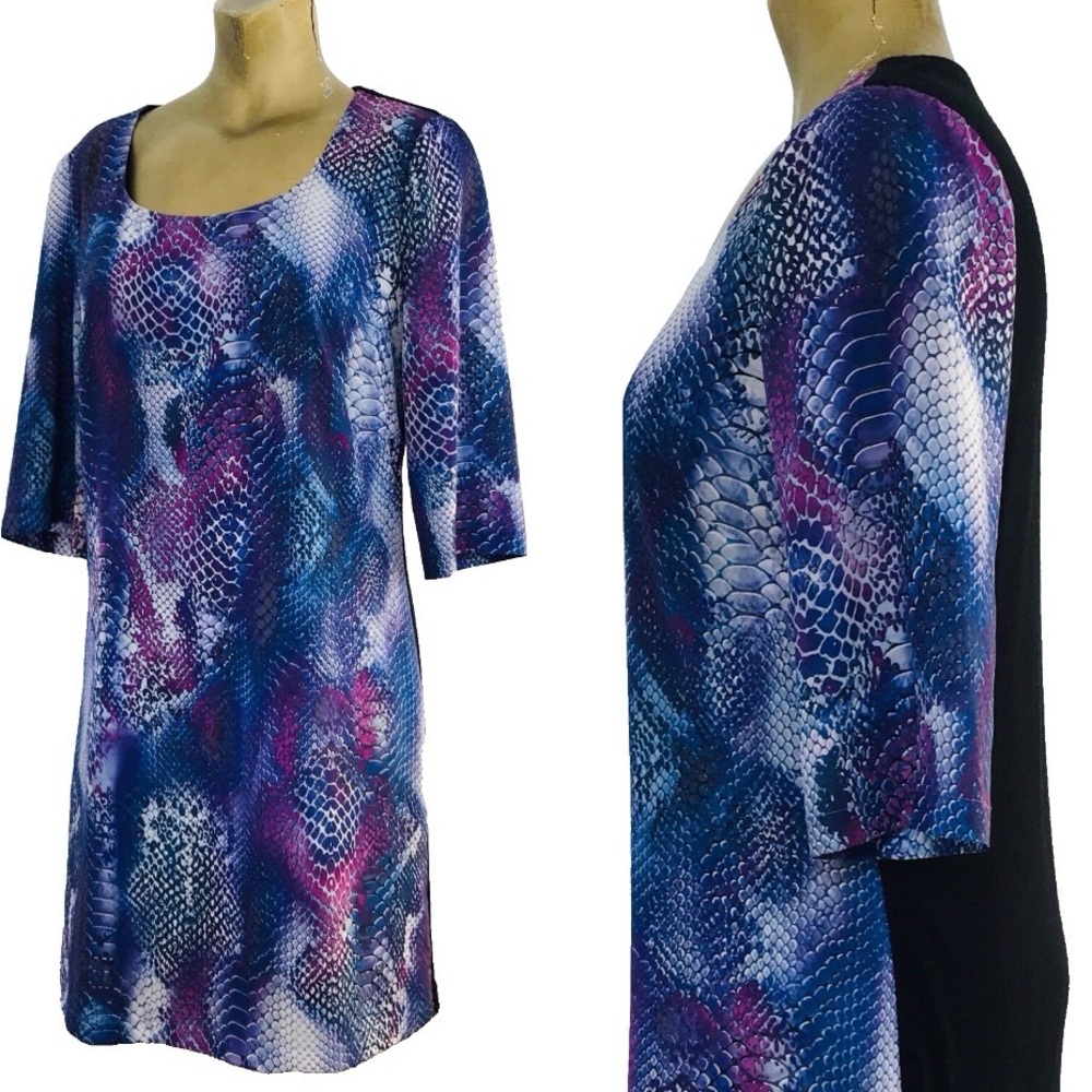 SINGLE Chic SNAKESKIN Print Shift DRESS Size M